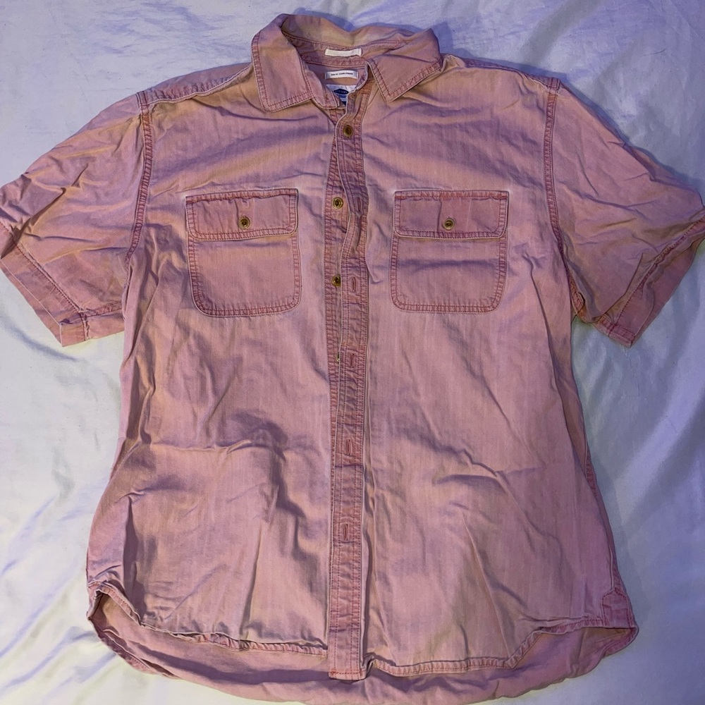 Mens Old Navy Pink Short-Sleeve Casual Button-Down